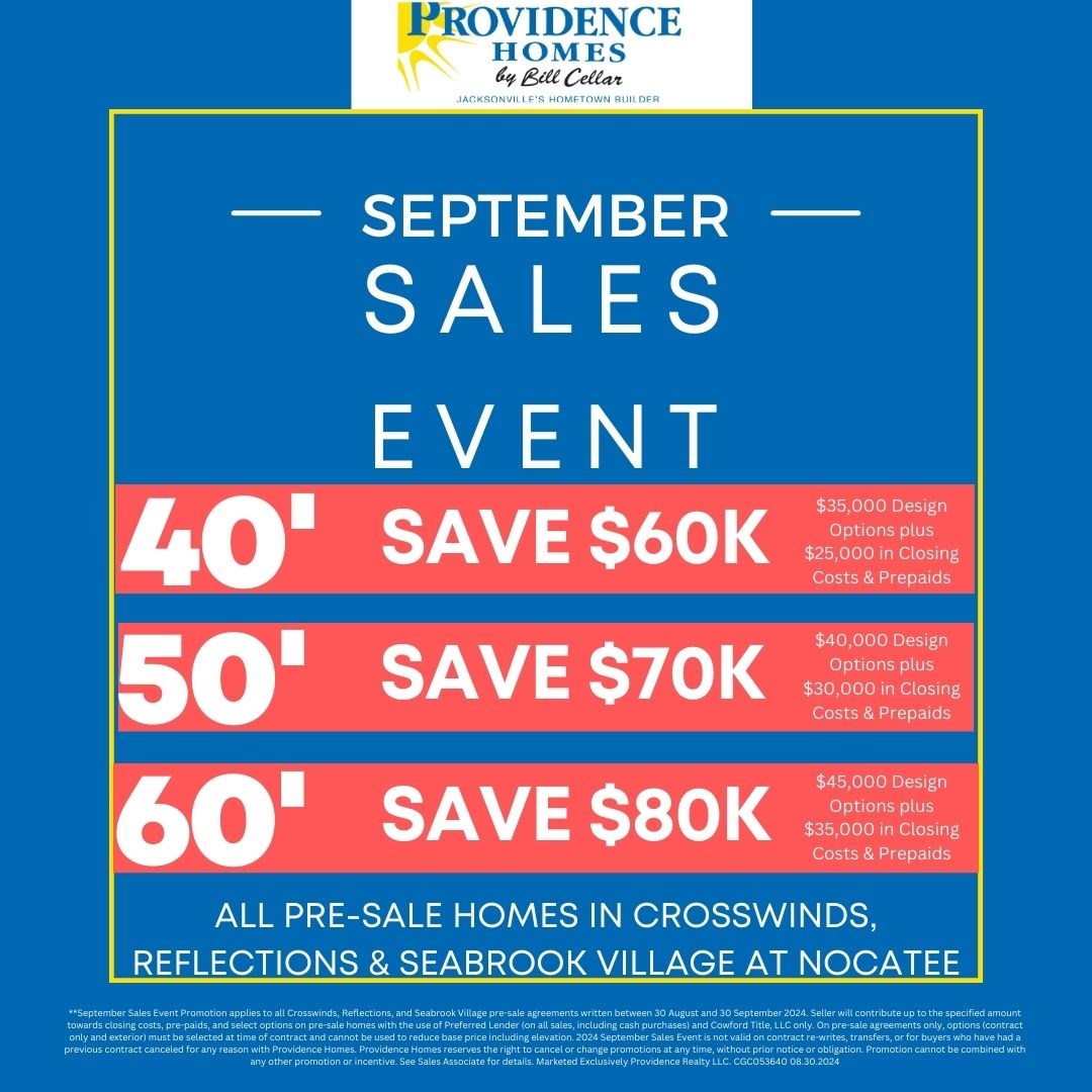 Providence Homes September Sales Event Nocatee Homes