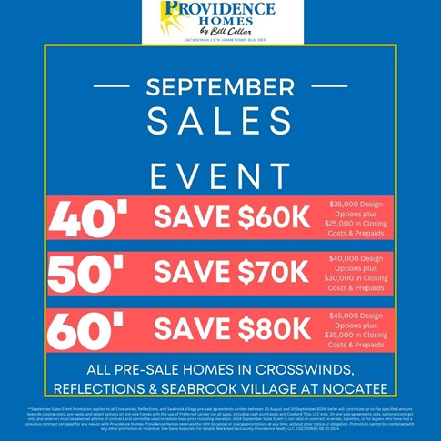 Providence Homes September Sales Event Nocatee Homes